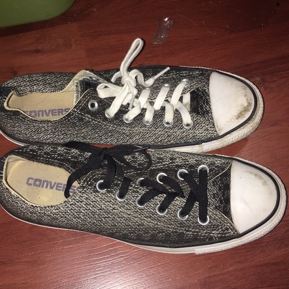 Black, grey, and brown converse . - Picture 2 of 4